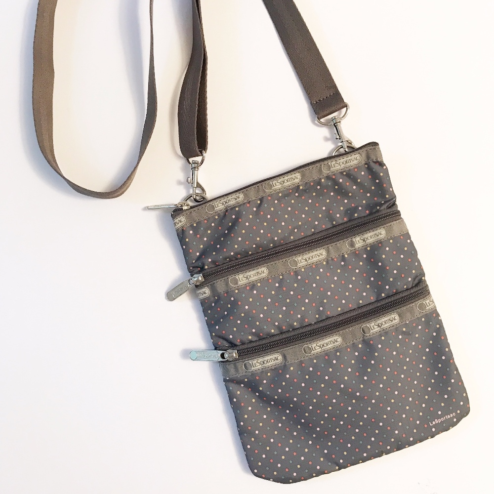Lesportsac Gray Polka Dot Crossbody Bag